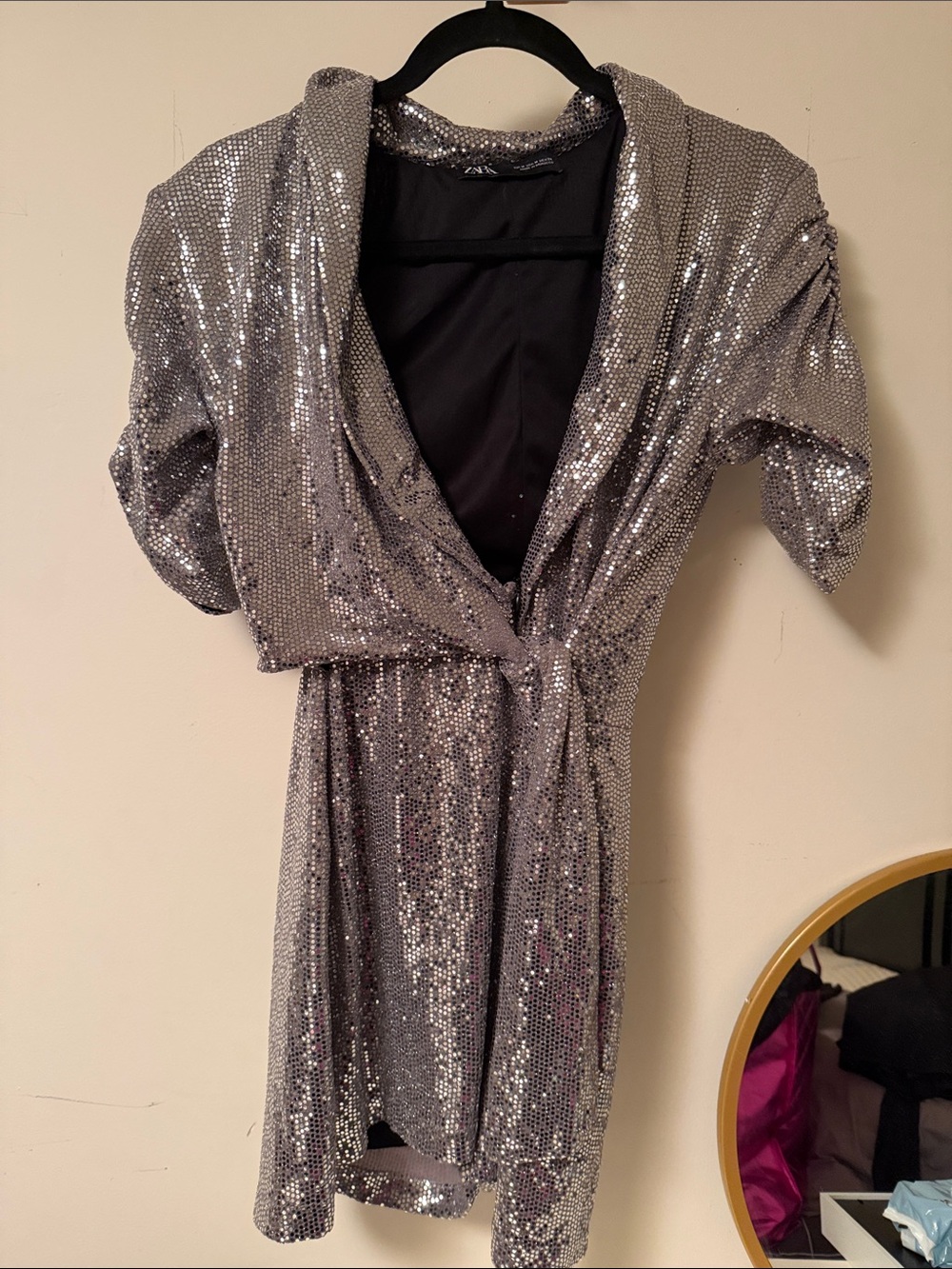 Zara Silver Sequin Wrap Romper